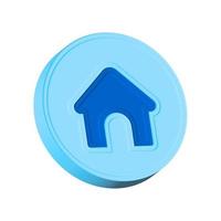 3d renderização ícone de casa em fundo branco no círculo azul foto