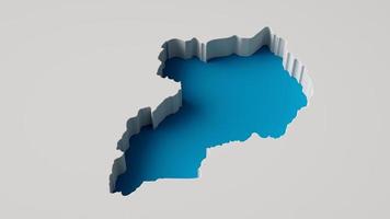 forma do país de uganda mapa de ilustração 3d 3d interior extrude mapa profundidade do mar com sombra interna. para web e impressão foto