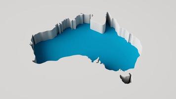 Ilustração 3d do mapa da austrália 3d interior extrude a profundidade do mar do mapa com sombra interna. foto