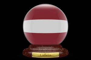 bandeira 3d da letônia no globo de neve foto
