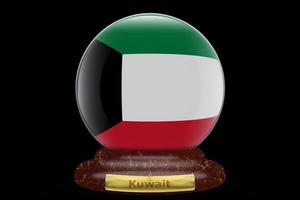 bandeira 3d do kuwait no globo de neve foto