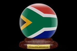 bandeira 3d da áfrica do sul no globo de neve foto