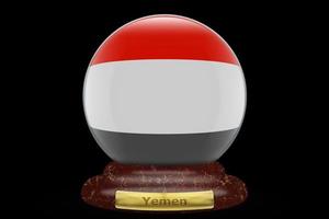 bandeira 3d do iêmen no globo de neve foto