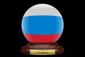 3d bandeira da rússia no globo de neve foto