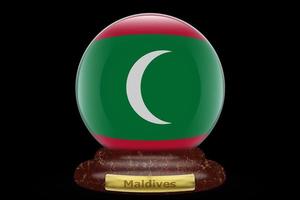 bandeira 3d das maldivas no globo de neve foto