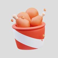 ilustração de renderização 3d ícone bonito de frango frito de batata de fast food foto