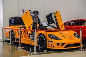 moscou - agosto de 2016 saleen s7 biturbo apresentado no salão internacional de automóveis mias moscou em 20 de agosto de 2016 em moscou, rússia foto