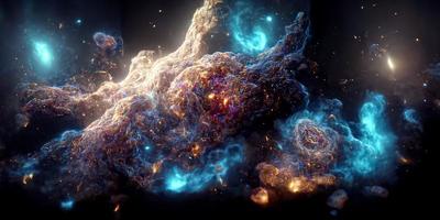 nebulosa e galáxias no espaço 3d foto
