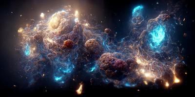 nebulosa e galáxias no espaço 3d foto