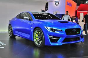 frankfurt - 14 de setembro conceito subaru wrx apresentado como estreia mundial no 65th iaa internationale automobil ausstellung em 14 de setembro de 2013 em frankfurt, alemanha foto