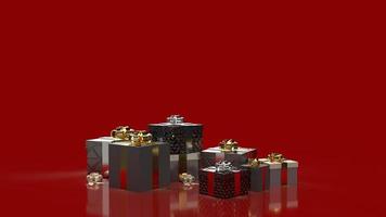as caixas de presente em fundo vermelho para renderização 3d de conteúdo de compras. foto