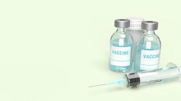 seringa de garrafas de vacina renderização em 3d em fundo branco para conteúdo médico. foto