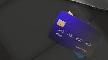 renderização 3d de cartão de crédito para o conceito de negócio. foto