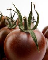 close-up de tomate maduro cherri Cumato. tomate preto. foto