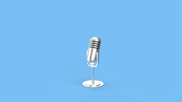 microfone vintage em renderização 3d de fundo azul para conteúdo de podcast. foto
