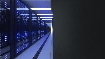 racks de computador de data center em mineração de criptomoeda de sala de servidores de segurança de rede foto