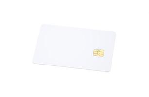 cartão de crédito em branco, cartão de caixa eletrônico isolado no fundo branco foto