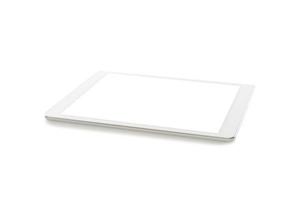 maquete de computador tablet branco com tela em branco isolada sobre fundo branco foto