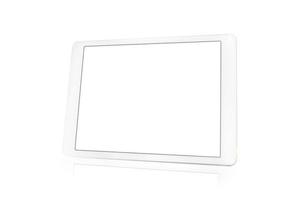 computador tablet branco com tela branca em branco sobre fundo branco foto