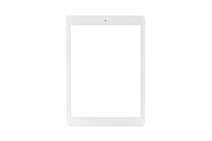 computador tablet branco com tela branca em branco sobre fundo branco foto