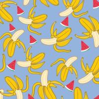 padrão perfeito de banana e melancia para o conceito de verão foto