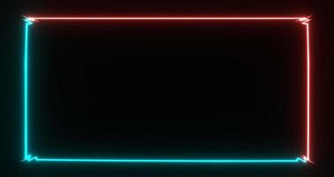 quadro cibernético neon com modelo de feixes de laser. brilho de renderização 3d escuro brilhante de festas cyberpunk e rave. outdoor led digital com destaques roxos. synthwave de publicidade elétrica futurista foto