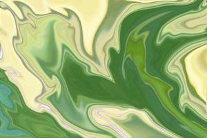 ilustração de fundo abstrato de pintura de pincel de arte acrílica. textura líquida de manchas verdes e amarelas foto