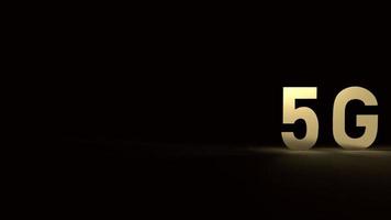 o ouro 5g no escuro renderização 3d para conteúdo de tecnologia.