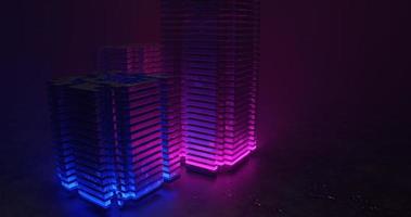 fundo abstrato usando padrões de cubo empilhados como edifícios roxos e azuis, câmera panorâmica, renderização 3d e tamanho 4k foto