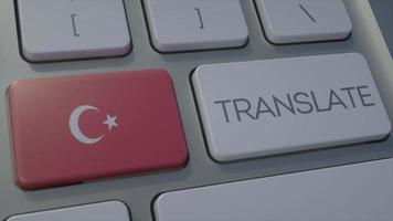traduzir conceito no teclado com bandeira da turquia. botão de bandeira da turquia no teclado. ilustração 3D foto