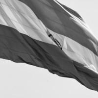 bandeira da índia voando no lugar de connaught com orgulho no céu azul, bandeira da índia tremulando, bandeira indiana no dia da independência e dia da república da índia, acenando a bandeira indiana, hasteando bandeiras da índia - preto e branco foto