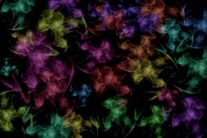 fumaça texturizada, abstrata colorida, isolada no fundo preto foto