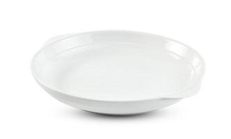 prato cerâmico branco vazio isolado no fundo branco, inclui traçado de recorte foto