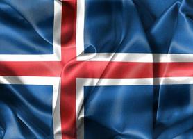 ilustração 3D de uma bandeira da Islândia - bandeira de tecido acenando realista foto