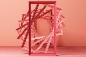 3d renderização mínima fundo de moda arco túnel corredor perspectiva portal rosa menta cores pastel foto