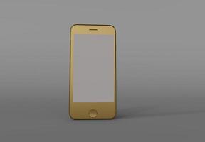 renderização em 3D de smartphone de cor dourada com tela branca, elemento de design, sobre fundo branco foto