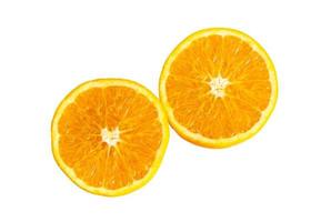 seção transversal de dois círculos de laranjas foto