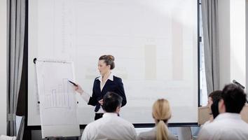 mulher de negócios, dando a apresentação foto