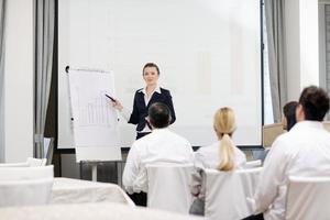 mulher de negócios, dando a apresentação foto