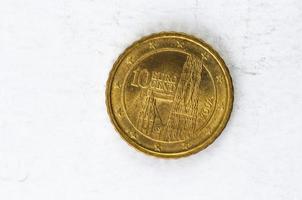 Moeda de 10 cêntimos de euro com parte traseira da Áustria