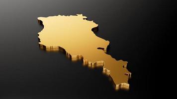 mapa de ouro exclusivo da armênia na ilustração 3d de fundo preto foto