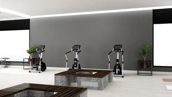 3d render - minimalista moderno de maquete de conceito de design de interiores de ginásio foto
