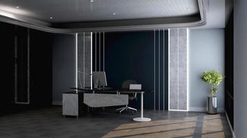 design de escritório de renderização 3D - maquete da parede interior da sala do gerente