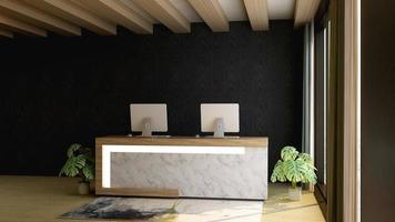 sala de recepção de renderização 3D - conceito de design de interiores minimalista moderno foto