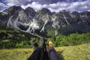 vista da sela da montanha kreuzjoch foto