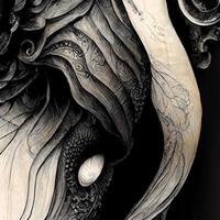 tatuagem maori na rolagem, arte de linha, arte de tinta, tinta preta, linhas limpas, ilustração foto