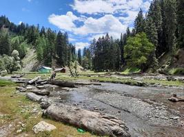 Caxemira é a região mais bonita do mundo, famosa por seus vales verdes, belas árvores, altas montanhas e nascentes. foto