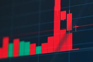 um gráfico de castiçais japoneses de negociação de investimentos no mercado de ações. foto