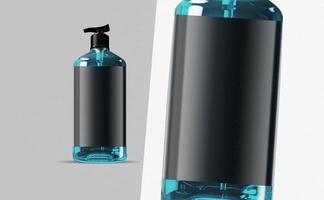 maquete de garrafa de gel de álcool design de renderização 3d foto