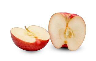 frutas frescas de maçã vermelha isoladas no fundo branco, incluem traçado de recorte foto